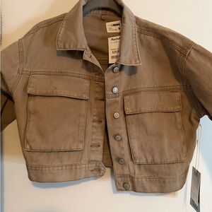 Tan Cropped Denim Jacket